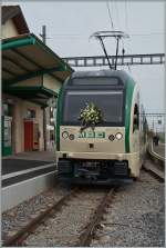 120 Jahre BAM MBC: Nachdem der SURF (Srie Unifie Romande pour Rseau Ferr mtrique) Be 4/4 31 und 32 ihr VIP Gste nach Apples brachte und dort getauft wurde, konnten die neuen Triebwagen in Bire